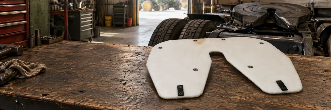 Illustrative workshop scene featuring Jost Fifth Wheel Skid Plate Kit